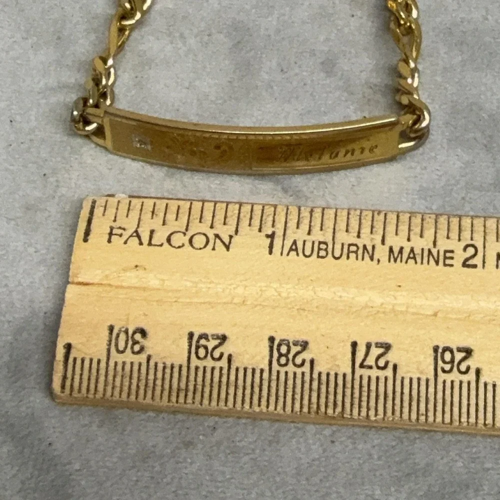 Speidel ID Chain Bracelet Gold Tone Melanie Nameplate Engraved Girls 6.5 Inch